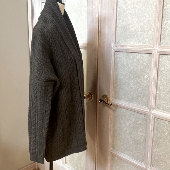 VINCE oversized shawl cardigan Charcoal Brown S/P - Picture 4 of 7